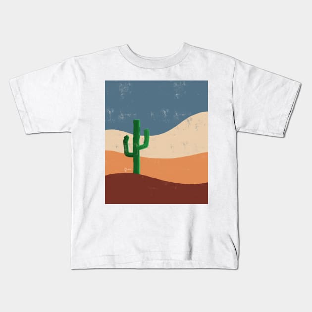 Desert Cactus Minimalist Artwork Gift Kids T-Shirt by teeleoshirts